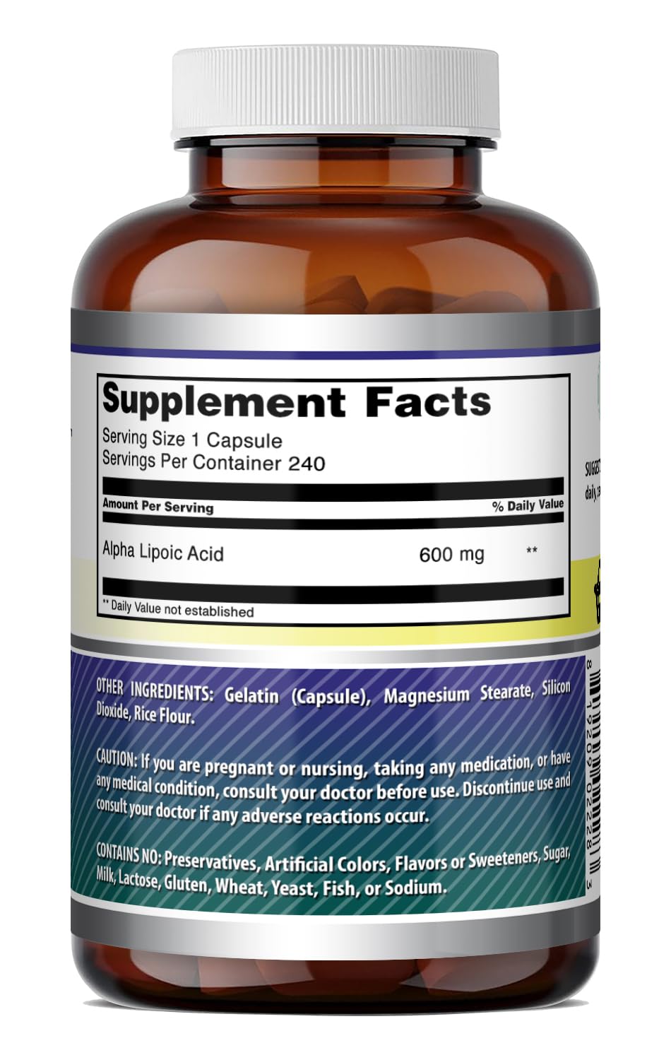 Amazing Nutrition Alpha Lipoic Acid 600 Mg Per Serving Capsules 240 Count