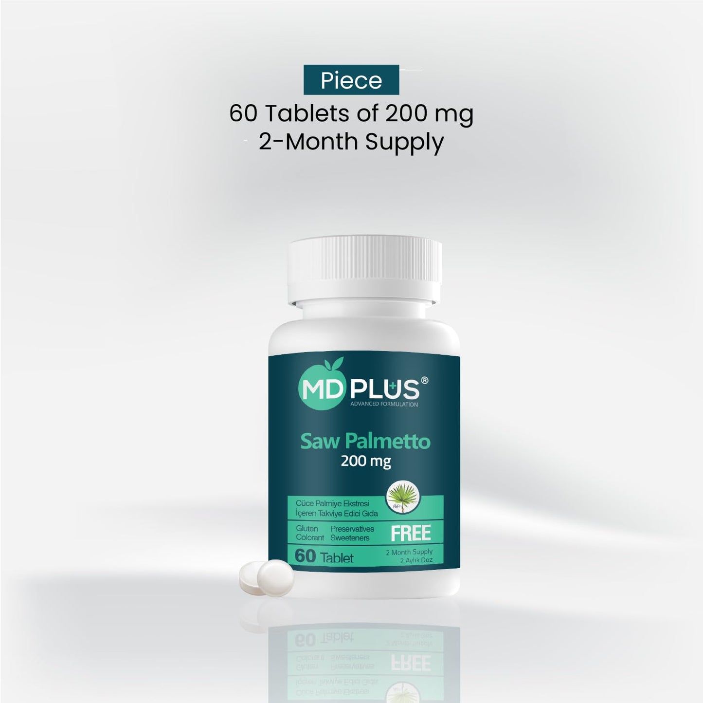 HairMD Md Plus Advanced Hair Saw Palmetto 200 mg Tablet, 60 Count