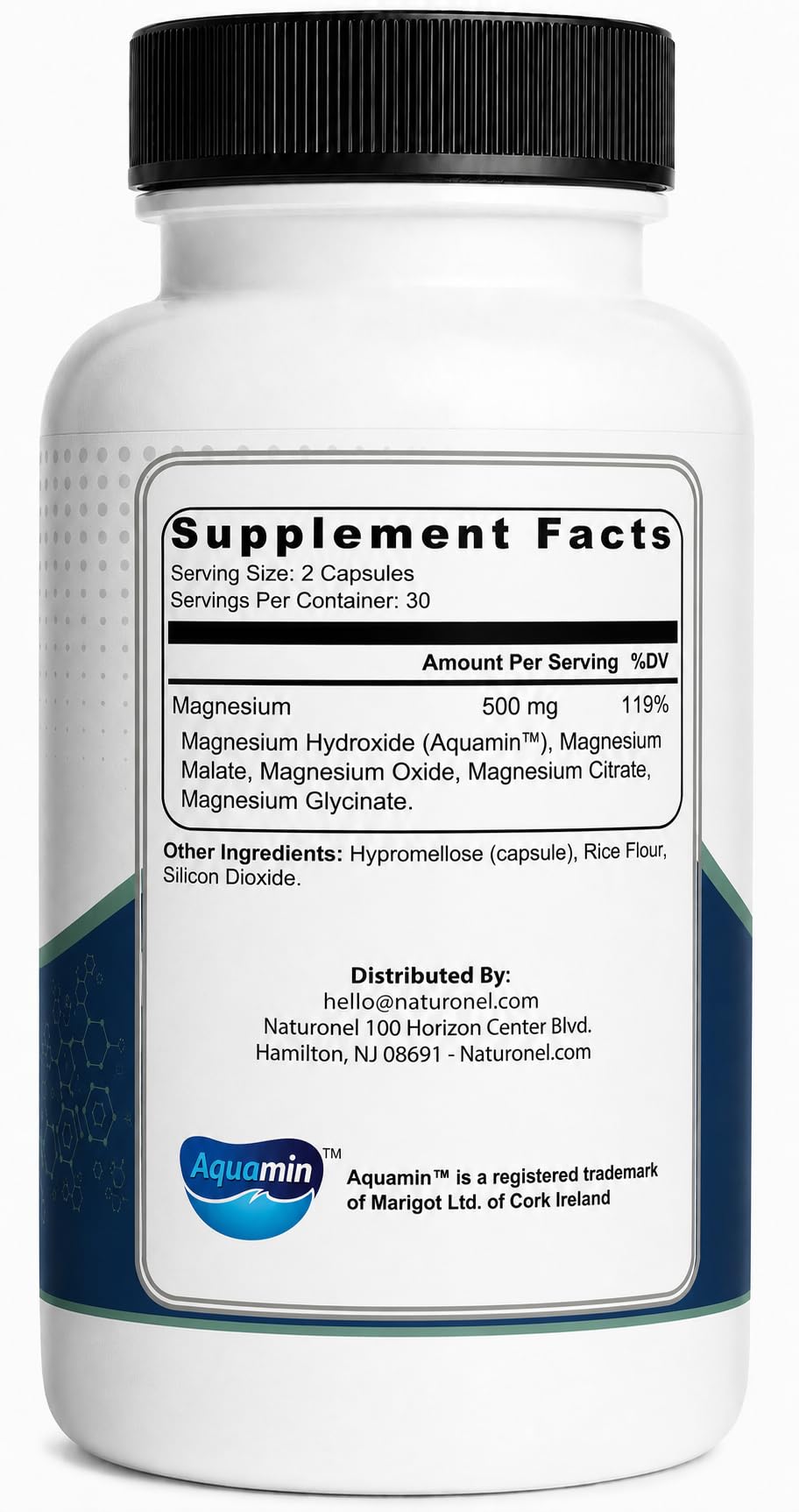 Naturonel Reacted Magnesium 500 mg Multi-Source Magnesium Complex Capsule, 60 Count
