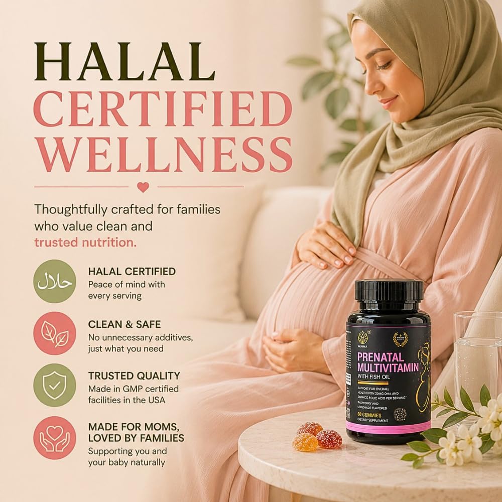 ALNIMA Prenatal Multivitamin Gummies with DHA & EPA from Fish Oil, 60 Gummies