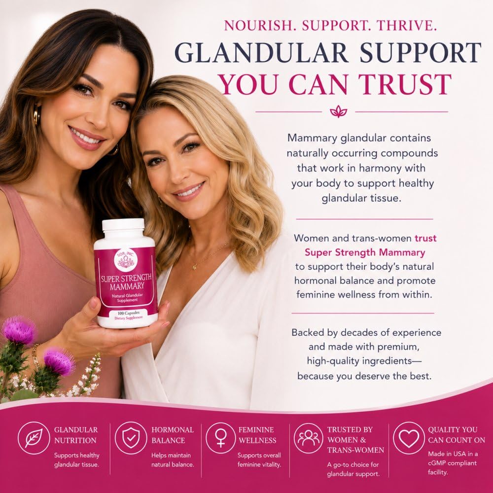 SOR, Inc. Super Strength Mammary Natural Breast Enhancement Formula Bovine Mammary Glandular Capsules 100 Capsules