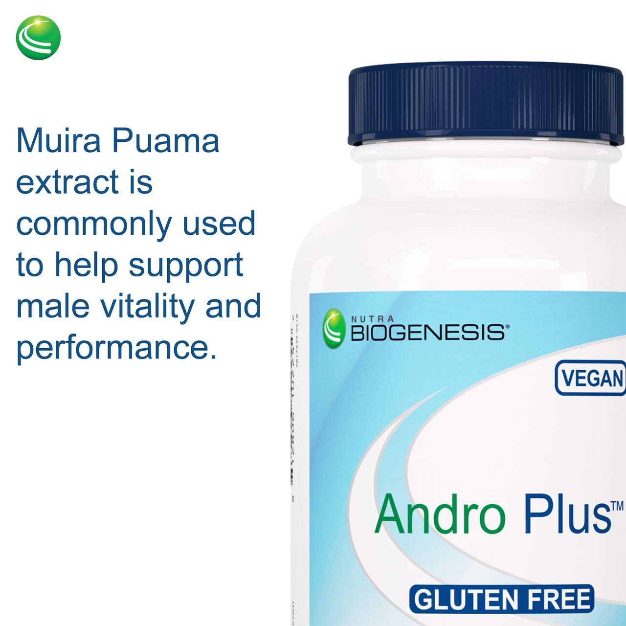 Nutra BioGenesis Andro Plus Tribulus Terrestris Extract for Men Maca Root Supplement for Men's Vitality with Muira Puama 90 Capsules