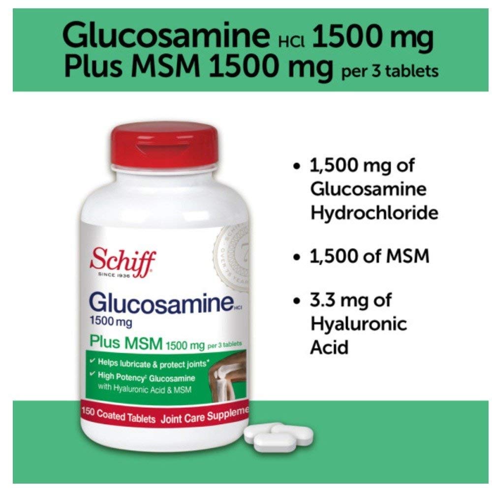 Schiff Glucosamine 1500mg Plus MSM and Hyaluronic Acid Tablet, 1050 Tablets