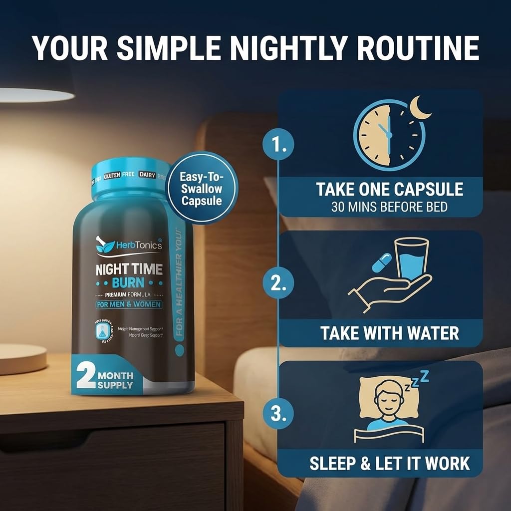 Herbtonics Night Time Burn & Sleep Complex Capsules, 60 Count