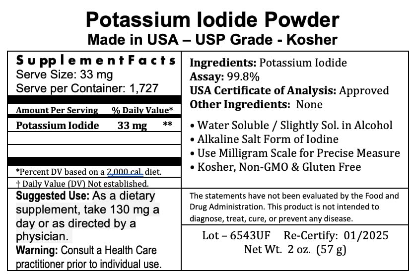 Prescribed For Life Potassium Iodide Powder 0.49 Ounce