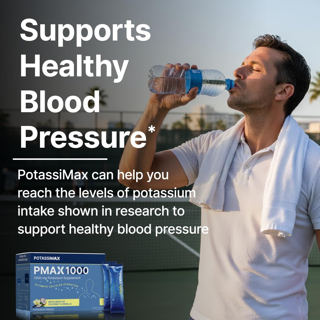 PotassiMax PMAX1000 High Dose Pure Potassium Electrolyte Supplement Powder Pack of 30