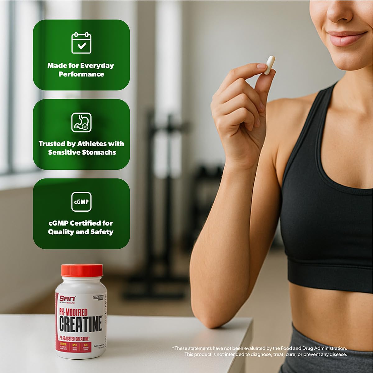 SAN PH Modified Creatine – Buffered Formula for Enhanced Muscle Strength and Performance, 1 Capsule