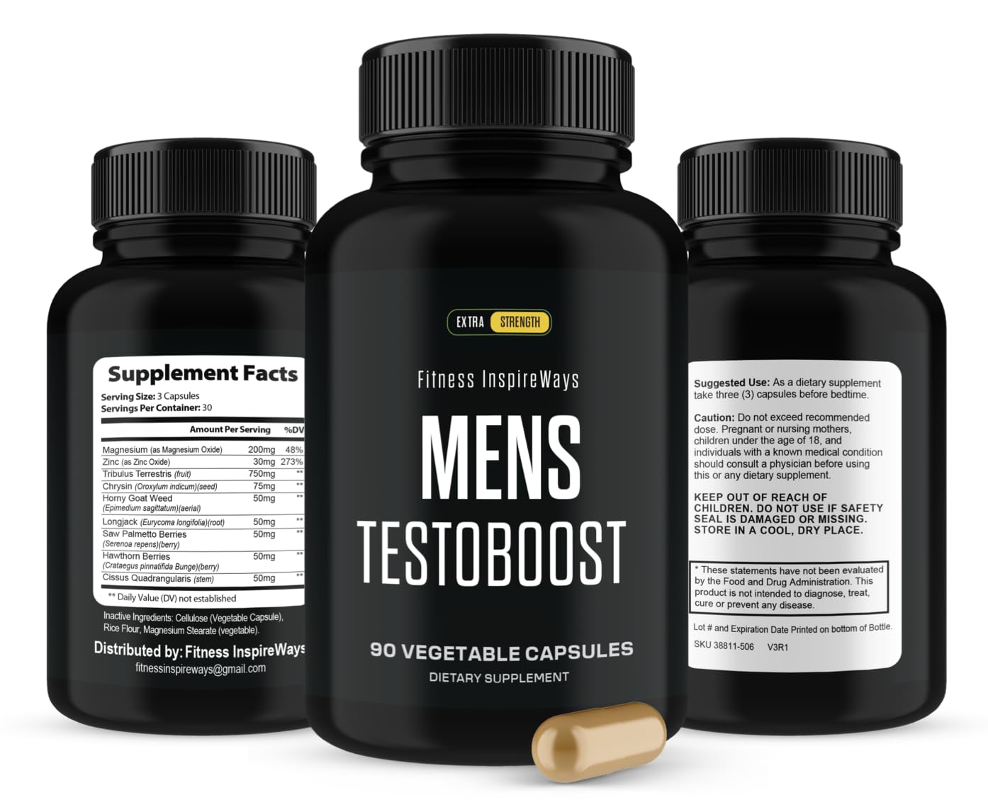 Fitness InspireWays Mens Testboost Max, 90 Capsules