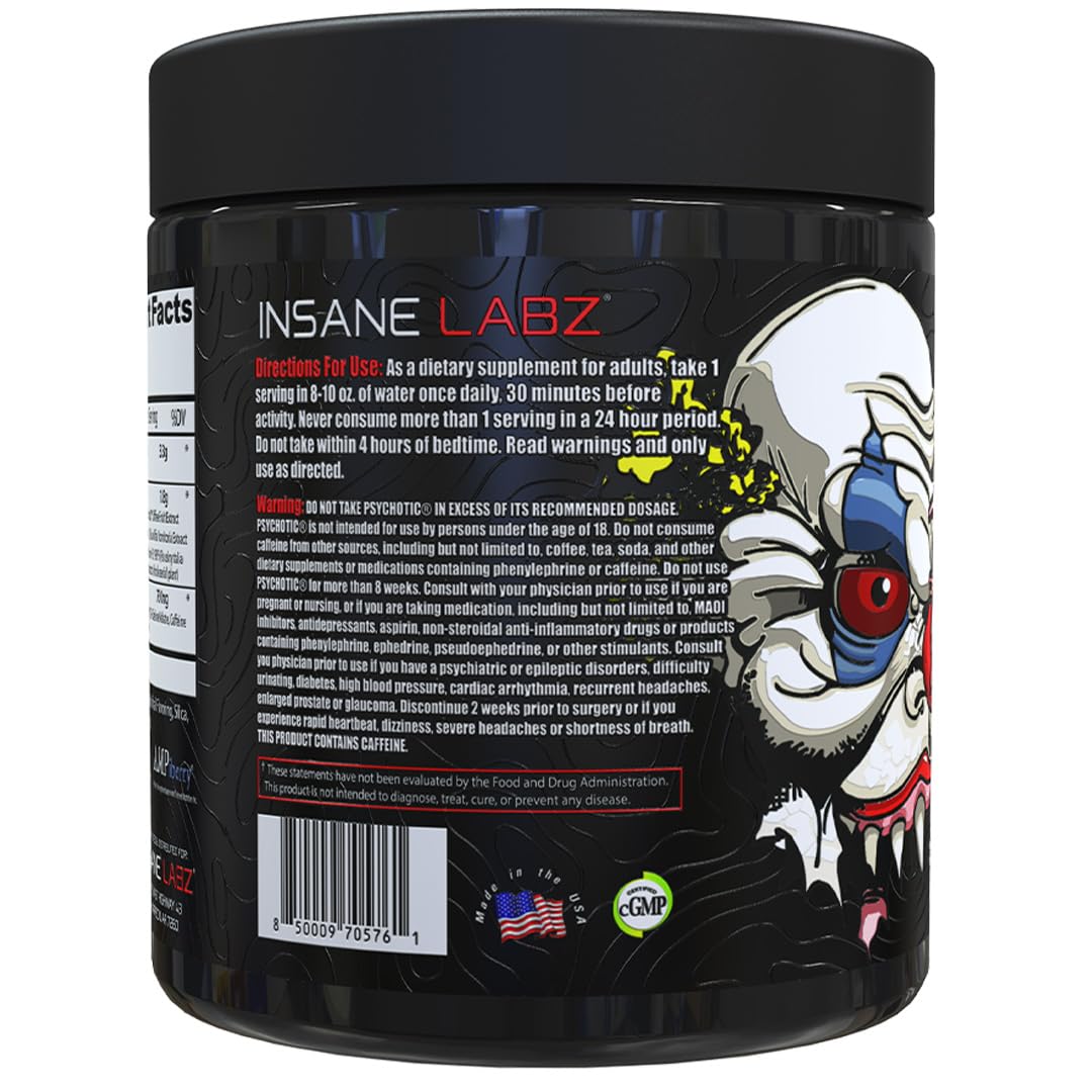 Insane Labz Psychotic Xtreme Pre Workout Powder, 9.2 Ounce