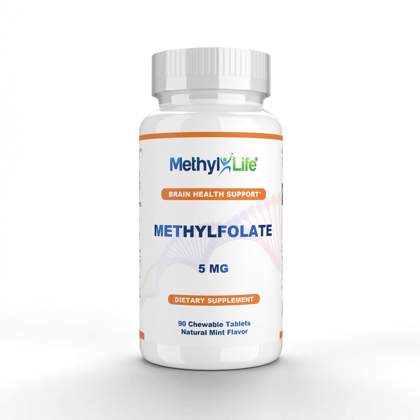Methyl-Life L-Methylfolate 5 mg Chewable Tablets with ultrapure Form of Cerebrofolate (L-5-MTHF, Calcium) | Vegan, Non-GMO, Gluten-Free, 90 Chewable Tablets