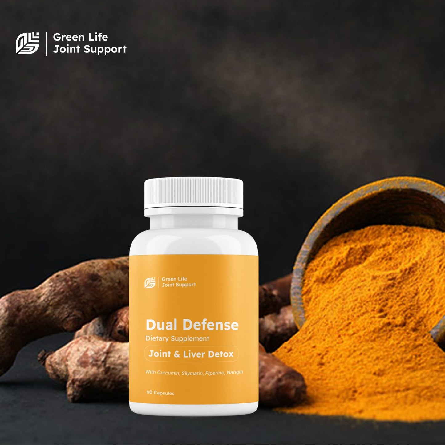 Green Life Org Dual Defense Joint & Liver Support Supplement Capsule, 60 Capsules