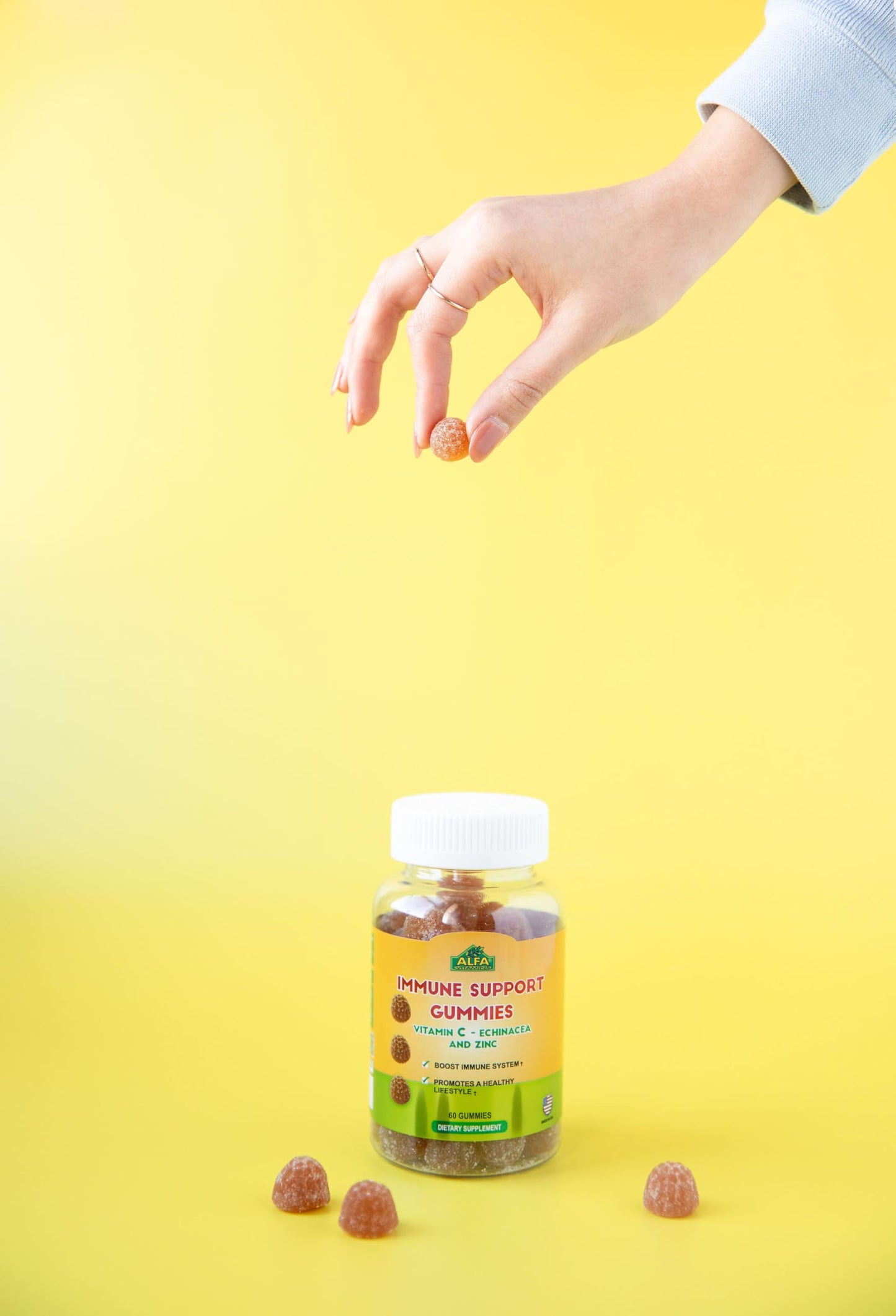 ALFA VITAMINS Immune Support Gummies with Vitamin C Plus Zinc & Echinacea, 60 Count
