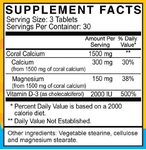 SolarCal-D Coral Calcium, Magnesium, and Vitamin D-3 90 Tablets