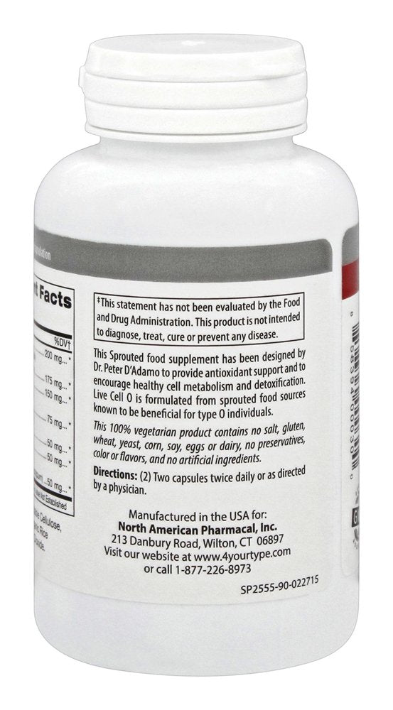 D'Adamo Personalized Nutrition Live Cell O Capsule, 90 Count