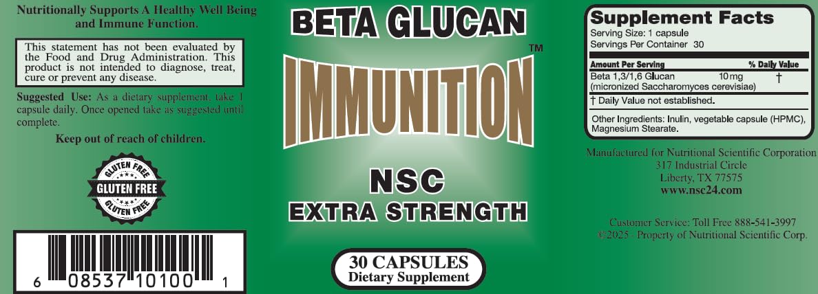 Nutrition Supply NSC-100 Extra Strength Beta Glucan 30 Capsules