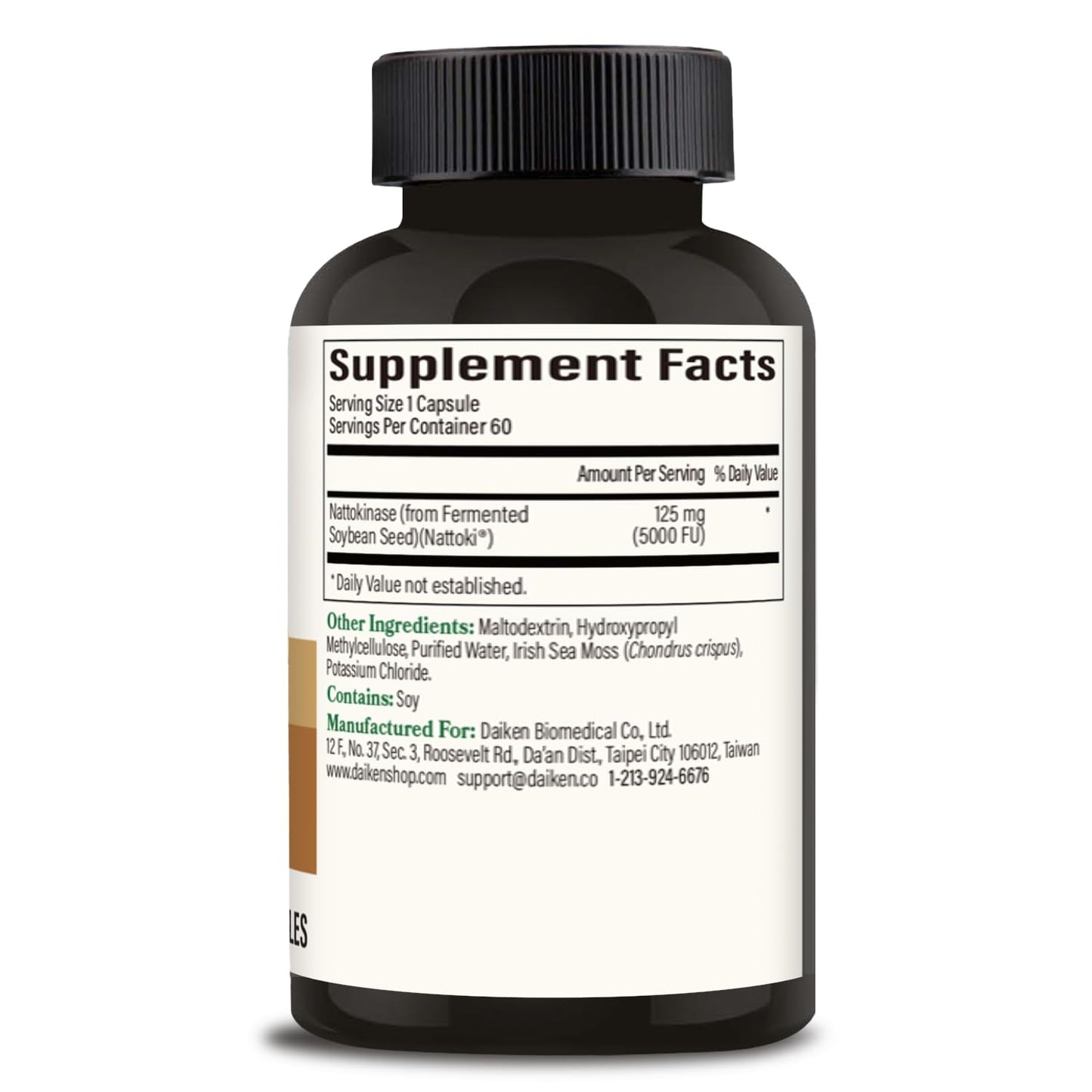 DAIKEN Nattokinase Supplement 40000 FU/g for Circulation & Heart Capsule 60 Count