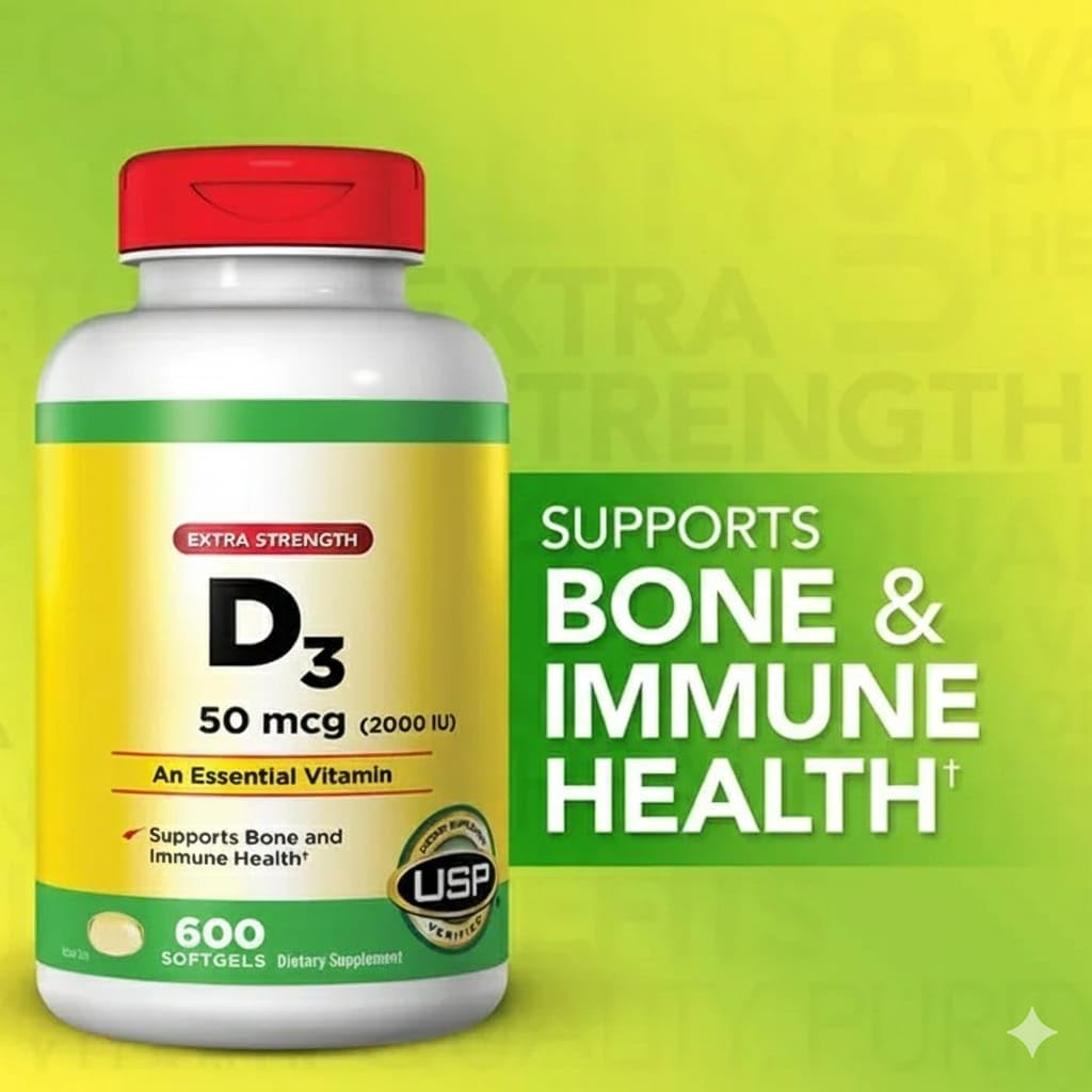 Generic Extra Strength Vitamin D3 2000 IU Softgel, 600 Softgels