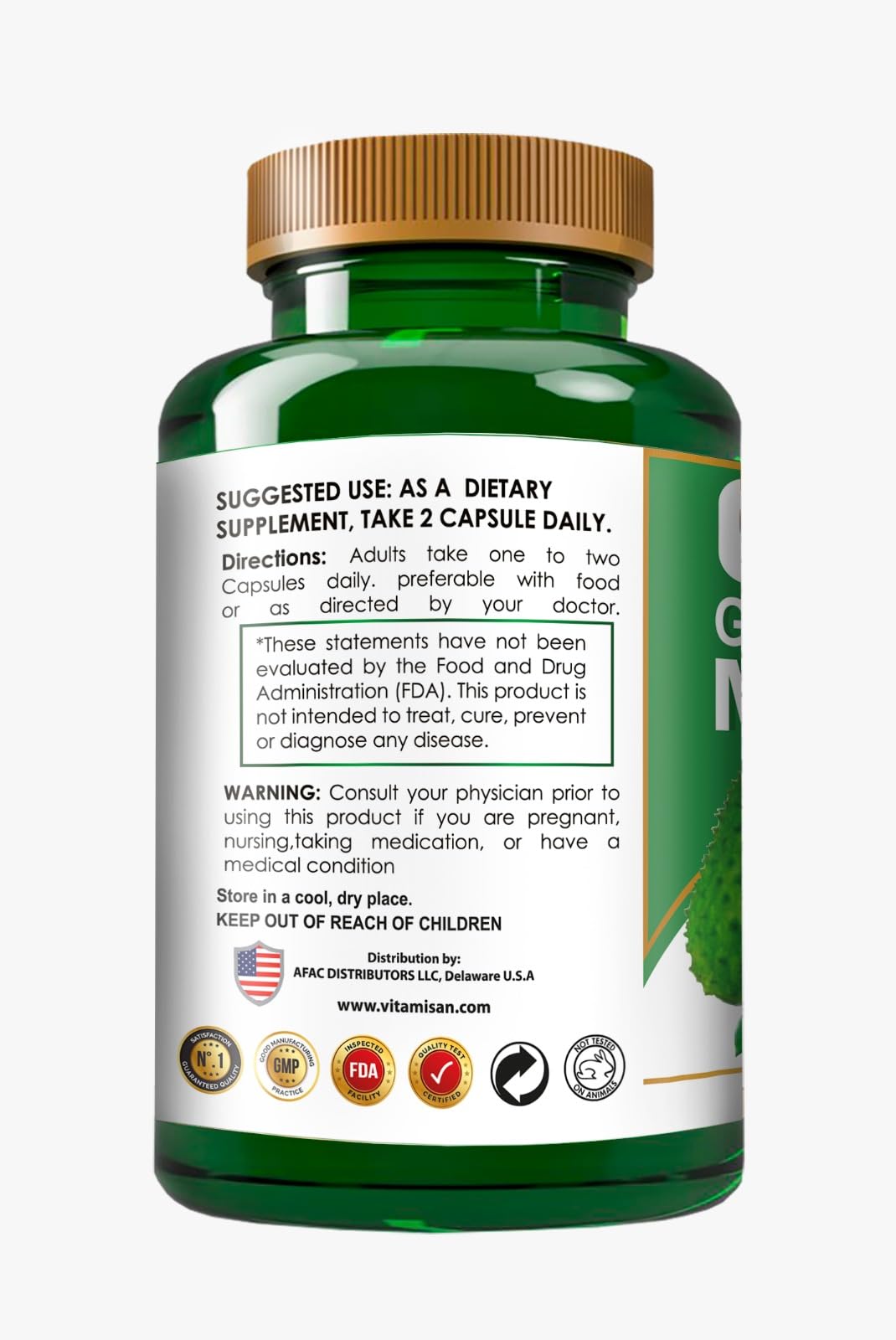 VITAMISAN Graviola Soursop Annona muricata Anamu Moringa Green Superfood for Antioxidant Support Capsules 120