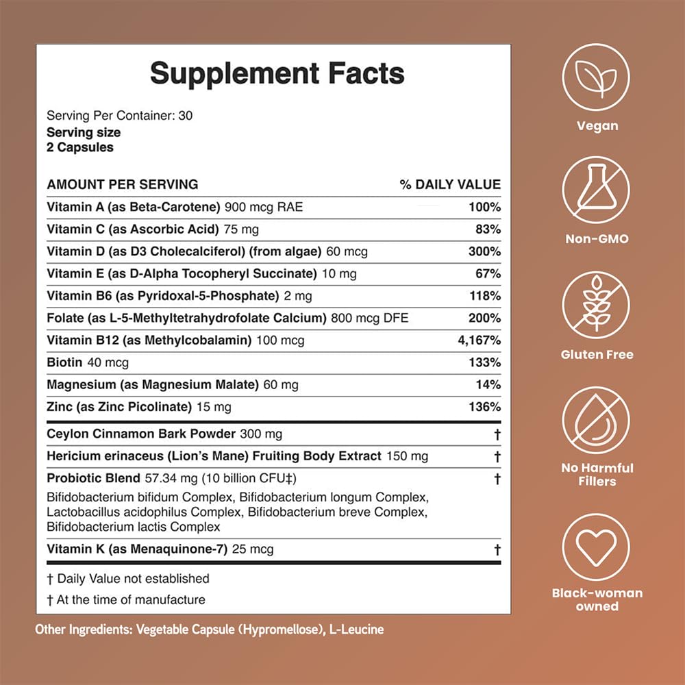Mela Daily Essentials Multivitamin for Melanated Women, 60 Capsules