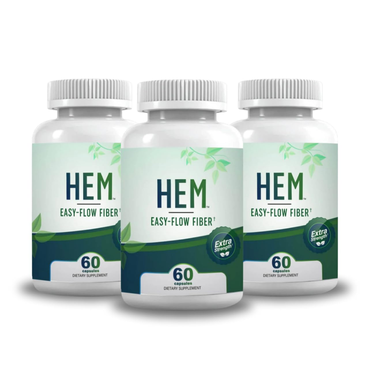 Hem Healer Easy-Flow Fiber Plant-Based Oat Fiber Supplement Capsules 3 Count