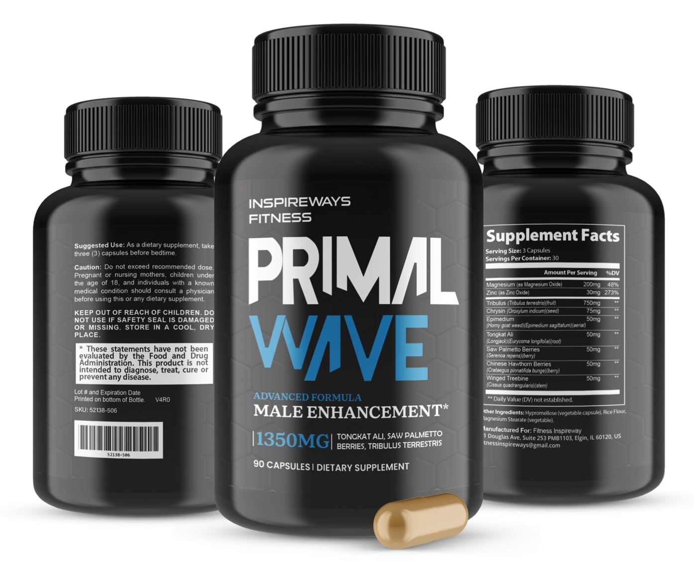 Fitness InspireWays Primal Wave Supplement Capsule 90 Count