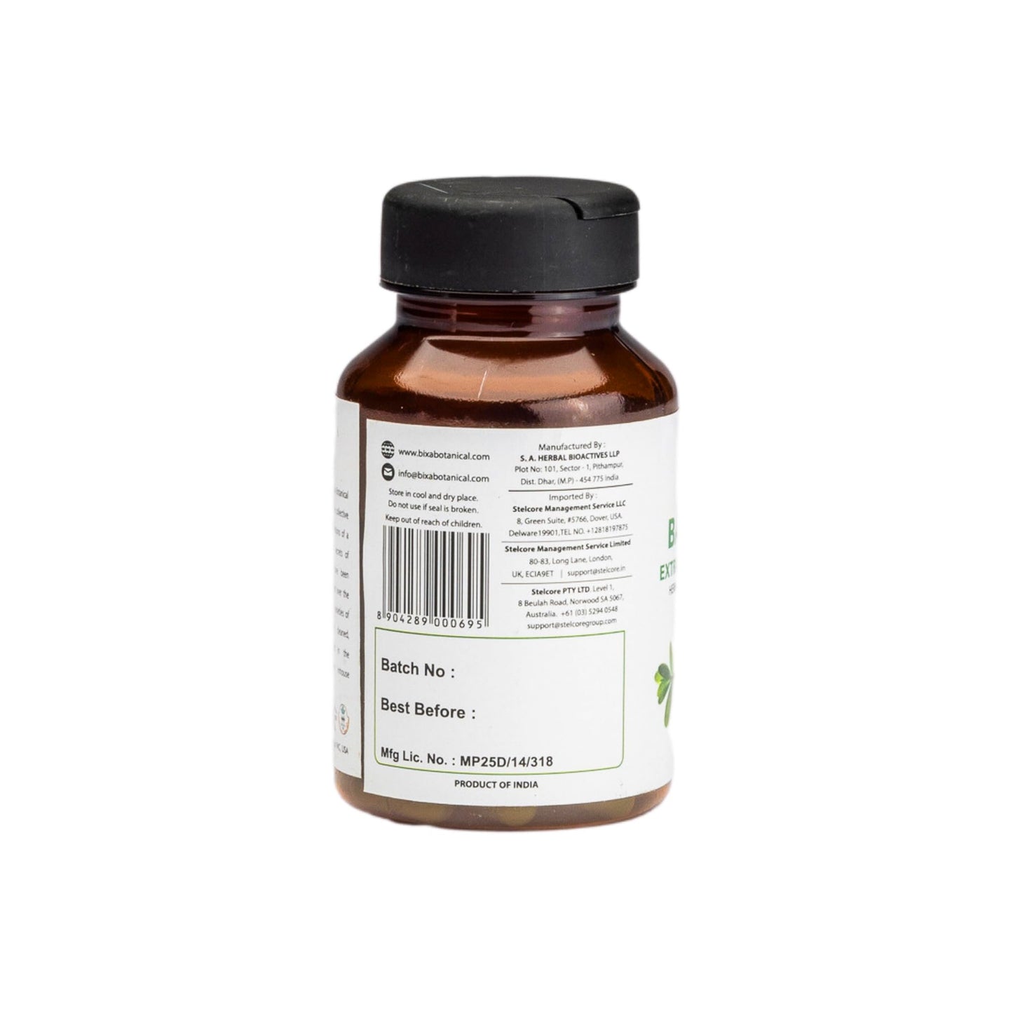 bixa BOTANICAL Bacopa (Brahmi/Bacopa Monnieri/Brahmi Leaves) Ayurvedic Herbal Supplement 60 Capsules