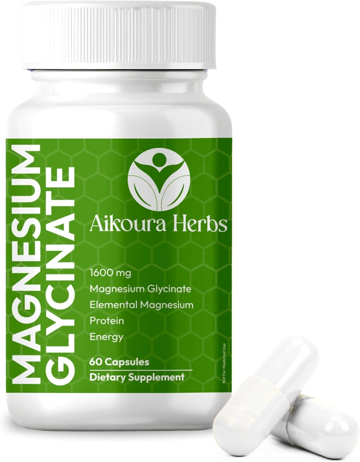 AIKOURA HERBS Magnesium Glycinate 1600mg Capsule, 60 Count