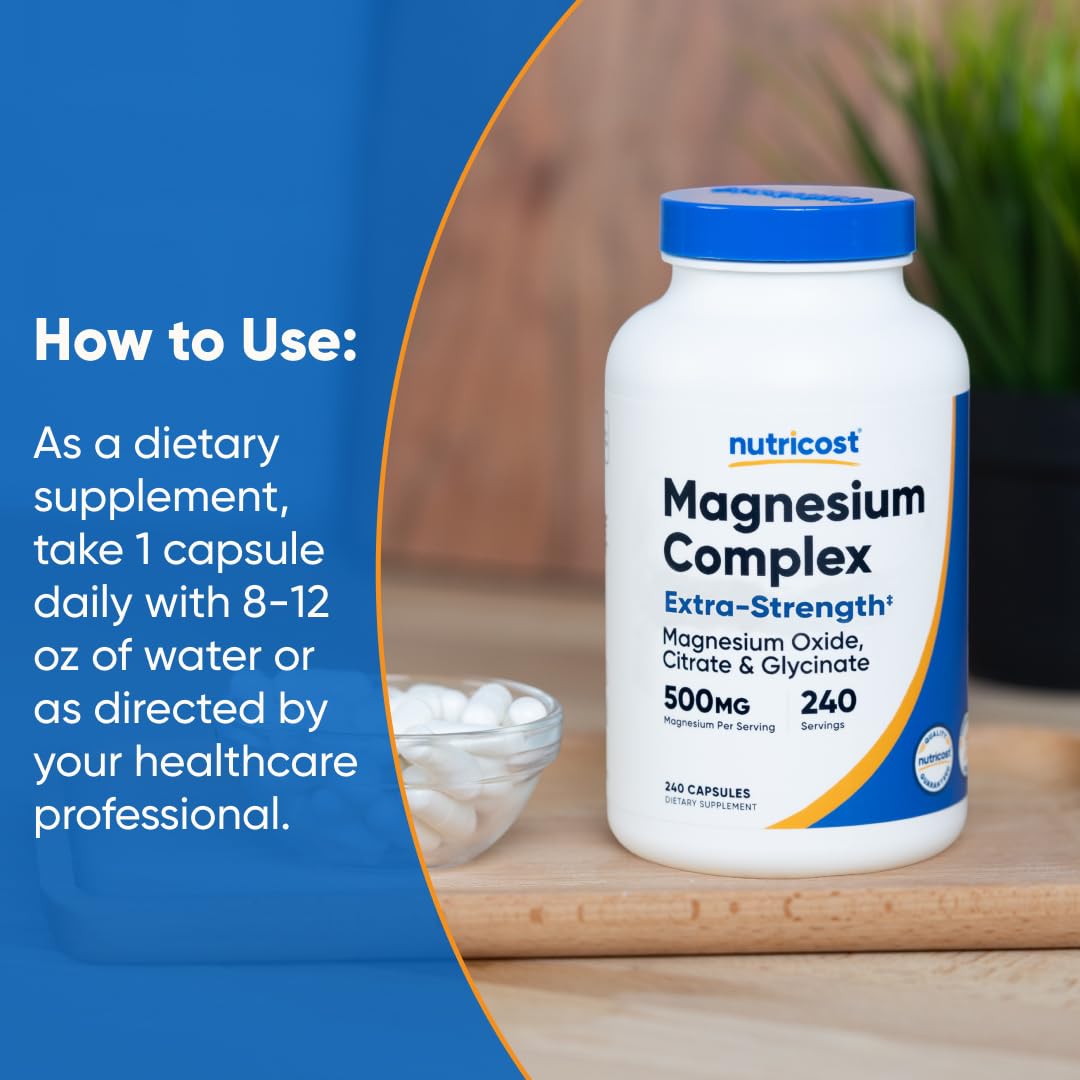 Nutricost Magnesium Complex Extra Strength 500mg Capsules 240 Count