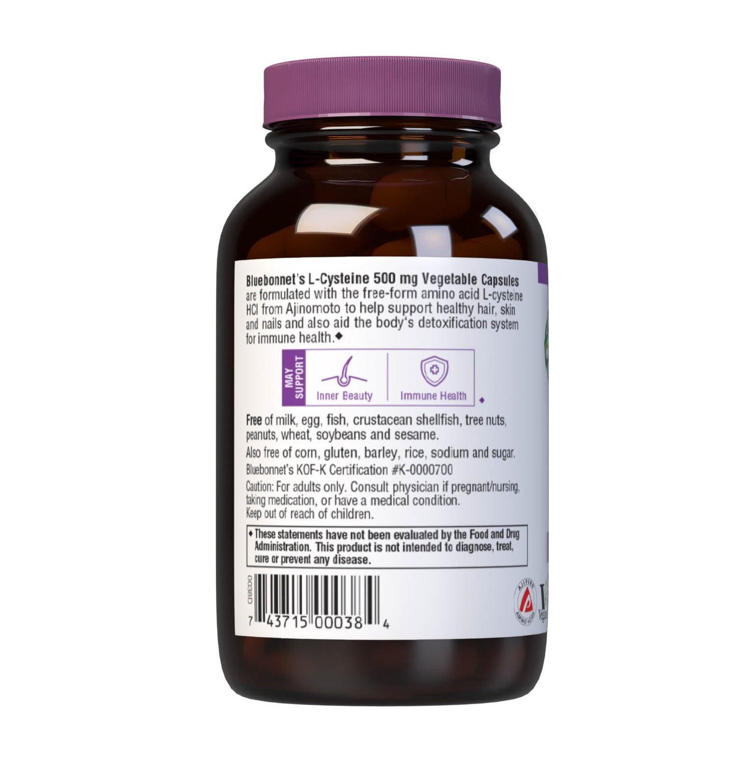 BlueBonnet L-Cysteine 500mg Capsule, 60 Capsules