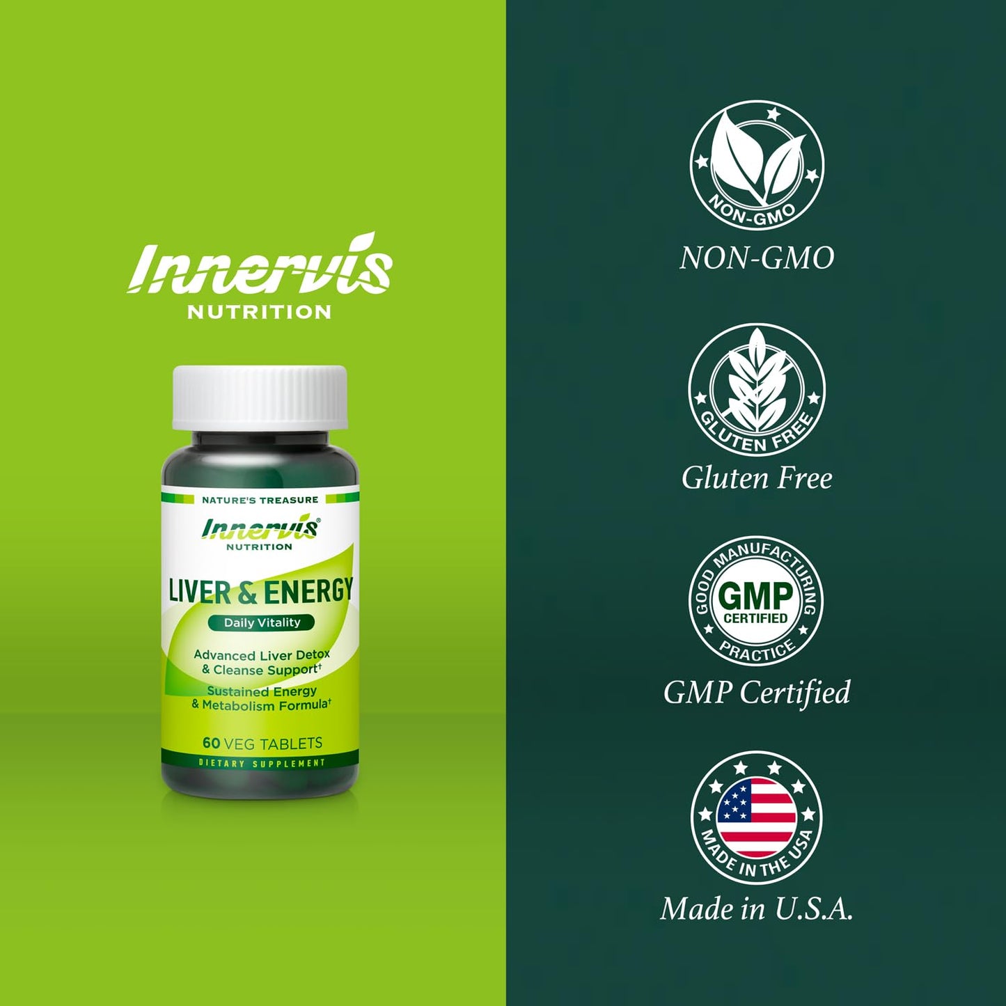 INNERVISNUTRITION Liver Health & Energy Boost 60 Tablets