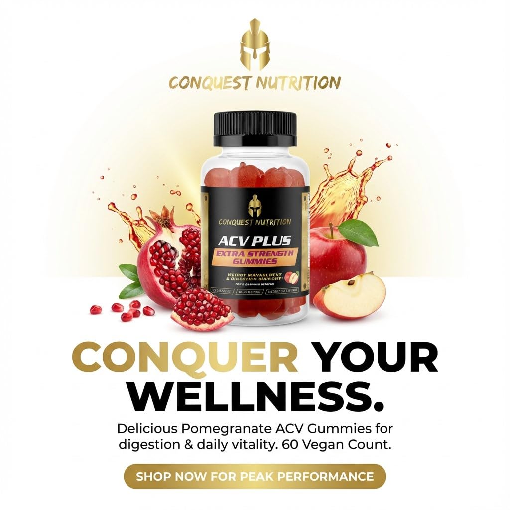 Conquest Nutrition ACV Plus 1000mg Apple Cider Vinegar Gummies, 60 Count