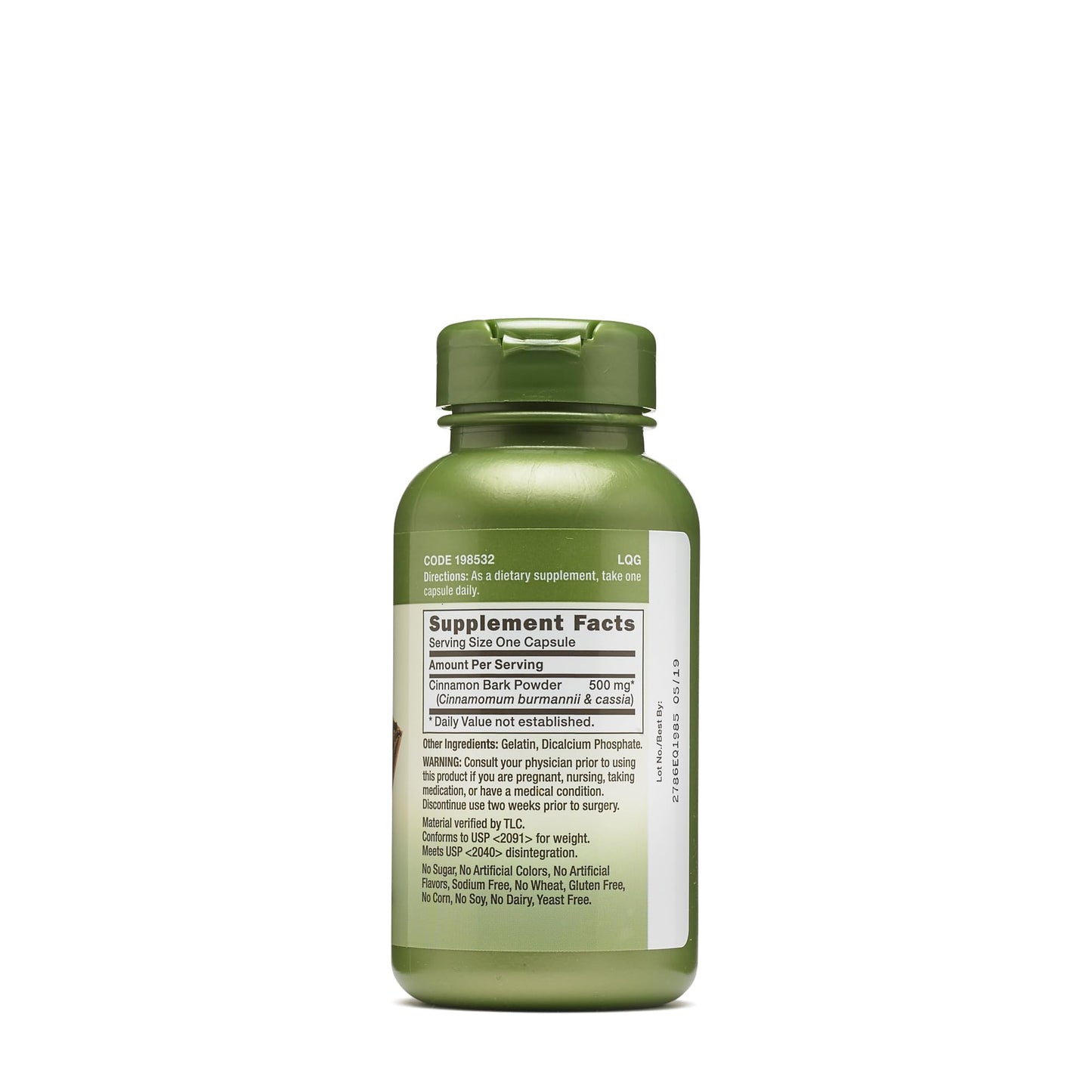 GNC Herbal Plus Cinnamon Bark 500mg Capsule, 100 Count