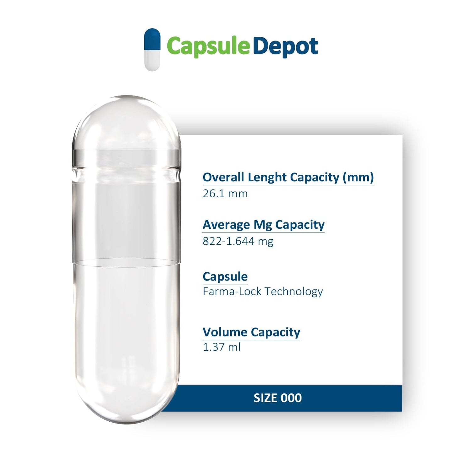 Capsule Depot Clear Size 000 Empty Capsules Capsule, 1 Count