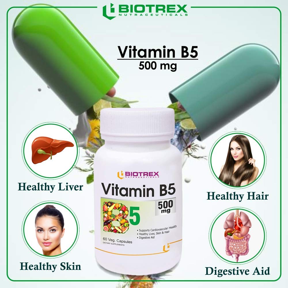 Panihari Biotrex Nutraceuticals Vitamin B5 500 mg, 60 Capsules