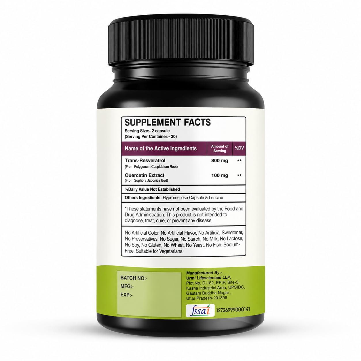 SETNUTRA Well From Within Resveratrol 800Mg with Quercetin 100Mg 2 in 1 Antioxidant Supplement for Heart Health Immune Support & Healthy Aging 60 Veg Capsules