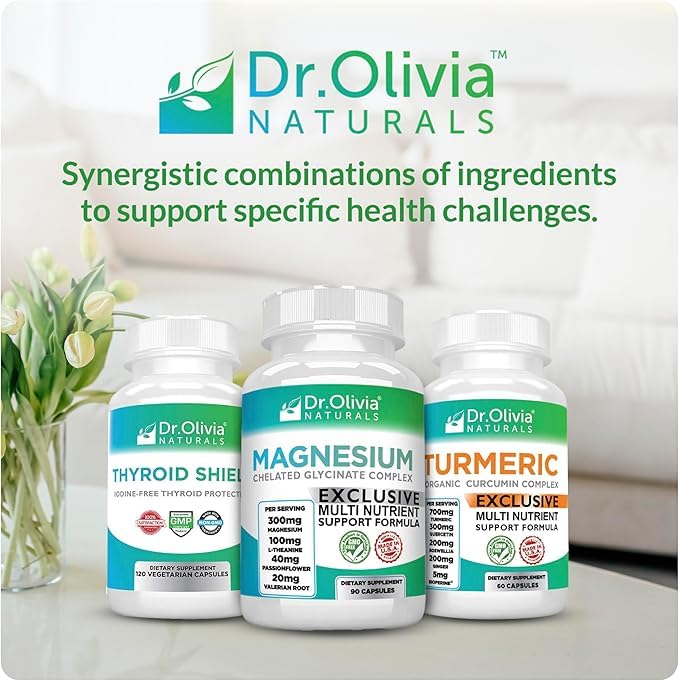 Dr. Olivia Naturals Magnesium Glycinate Complex Capsule with L-Theanine, Passionflower & Valerian Root for Sleep Support, Nerve & Muscle Health, High Absorption, 1 Capsule