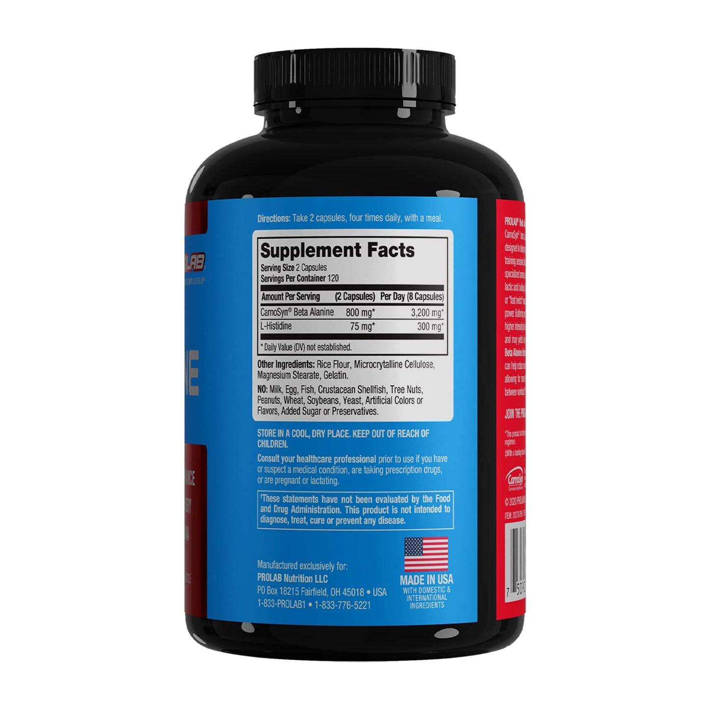 ProLab Beta Alanine Extreme with Carnosyn 3200mg High Potency Capsules, 240 Count