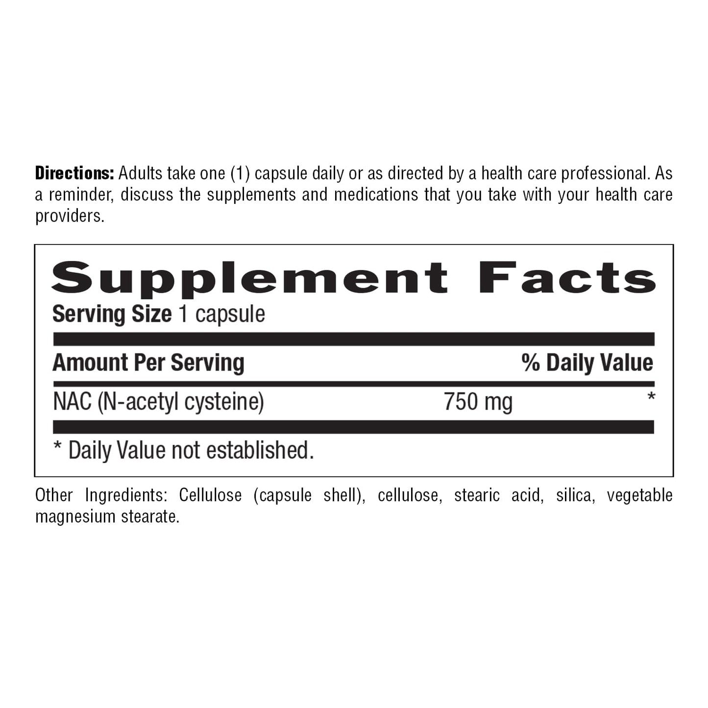 Country Life N-Acetyl Cysteine (NAC) 750 mg Capsule, 60 Count