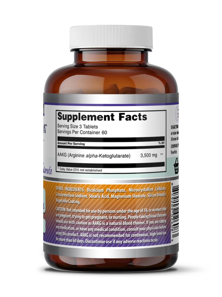 Amazing Nutrition AAKG (Arginine Alpha-Ketoglutarate) 3500 Mg Tablets, 180 Count