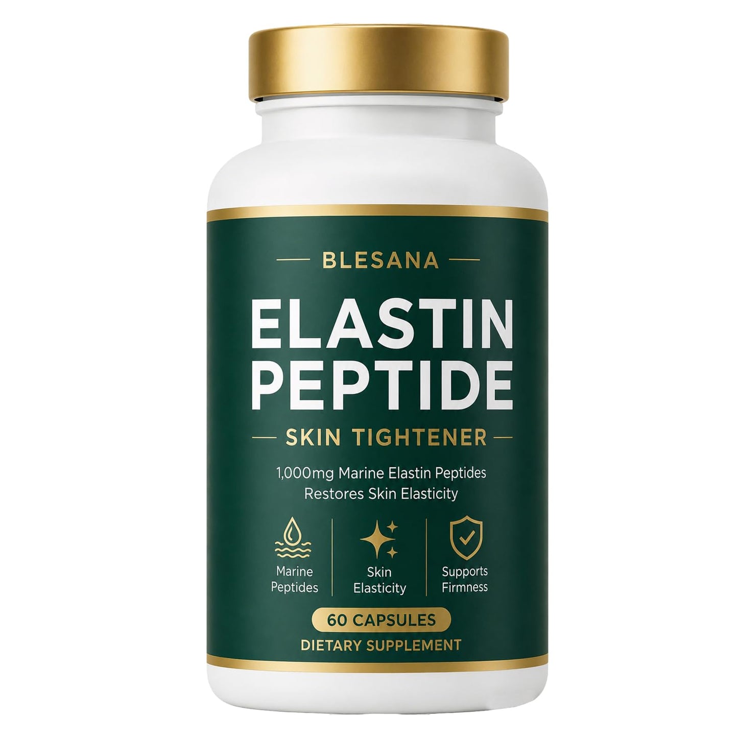 Pricyru Blesana Elastin Peptide Skin Formula 1000mg Marine Elastin Peptides Capsules, 60 Count
