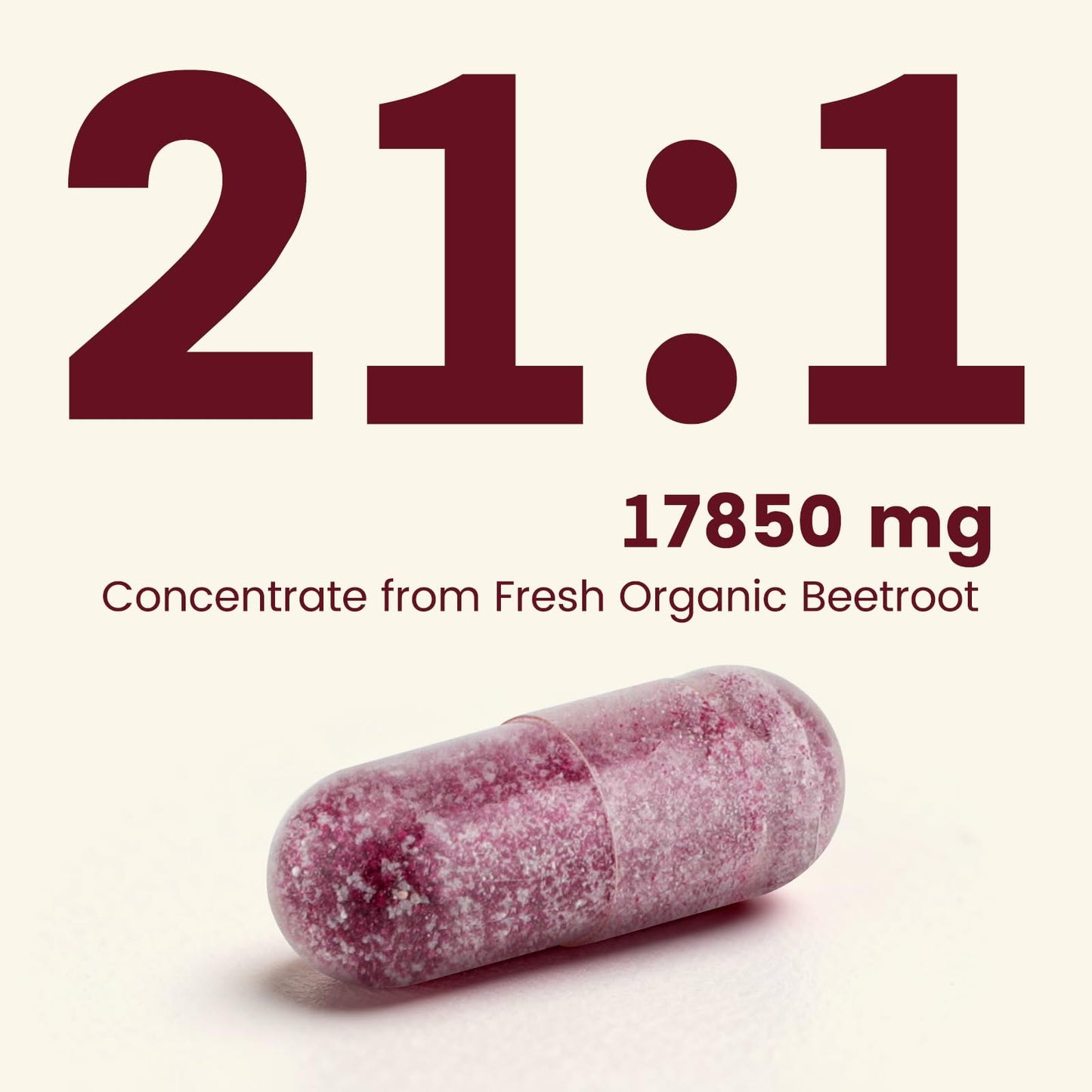 NUISM Organic Beet Root Capsules 21:1 Beetroot Extract with Black Pepper, 120 Capsules