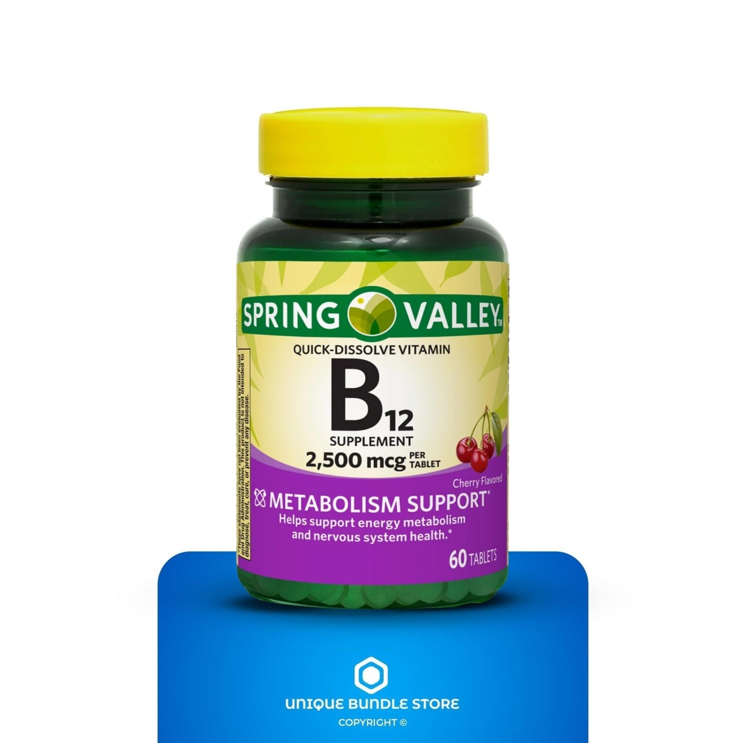 Unique Bundle Store Vitamin B12 2500 mcg Quick-Dissolve Tablets, 60 Count