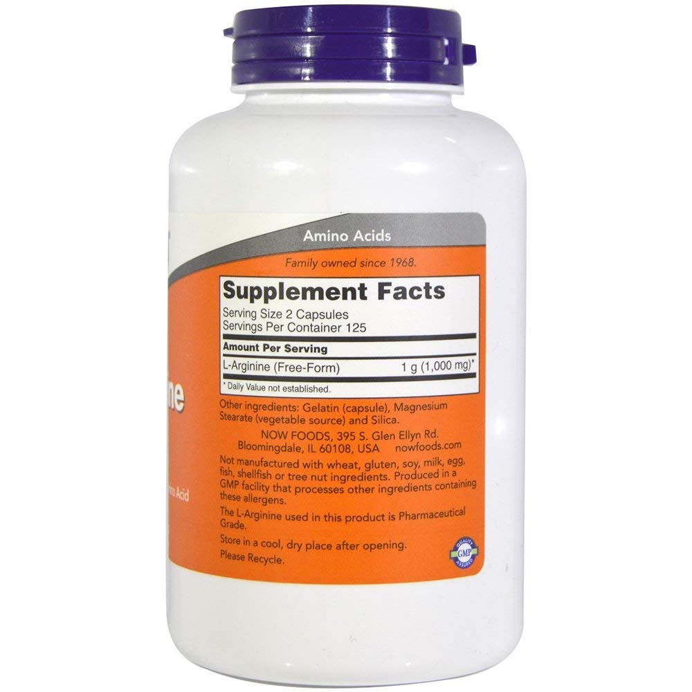 NOW Foods L-Arginine 500mg Capsule, 250 Capsules