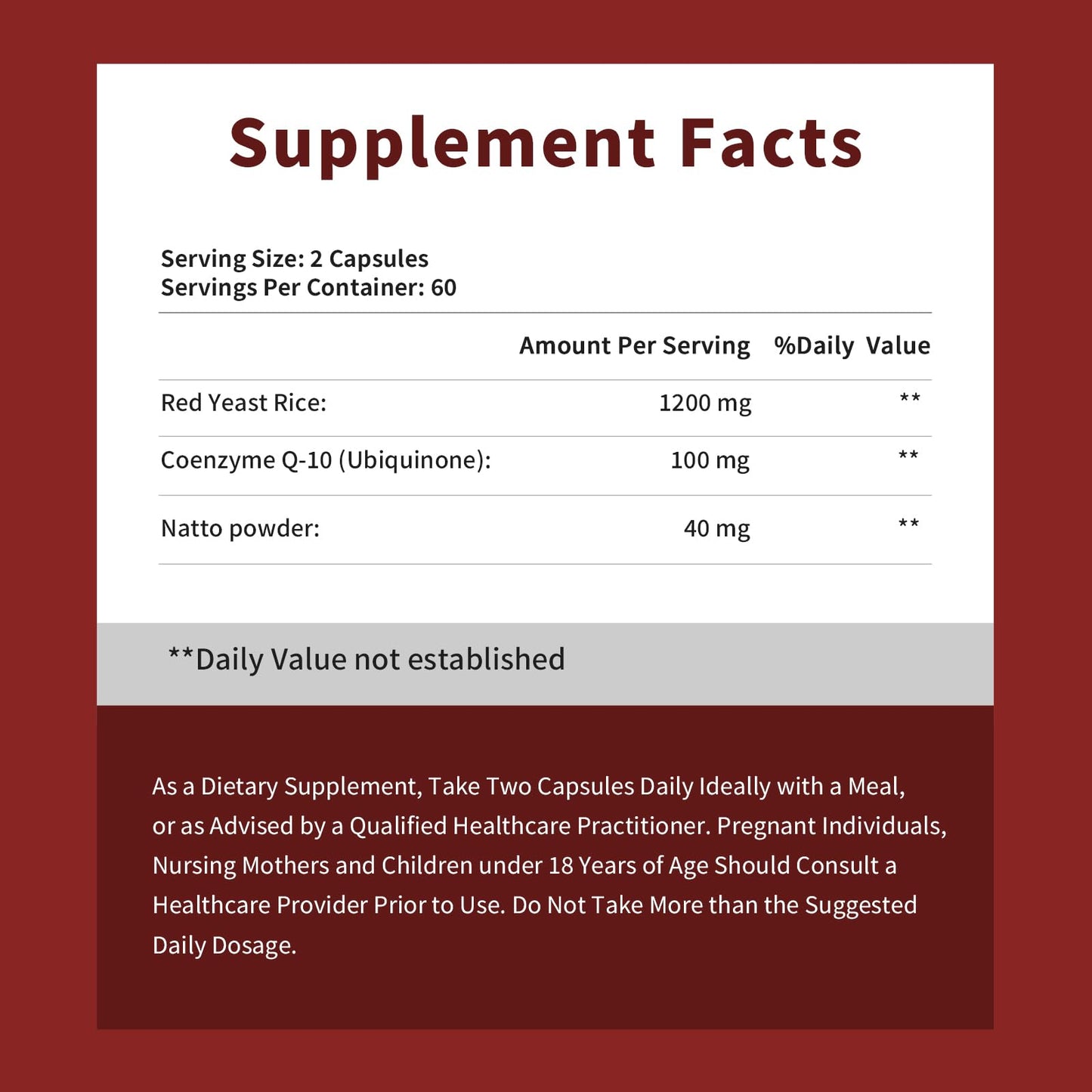 Bterlif Red Yeast Rice with CoQ10 Capsules, 60 Count