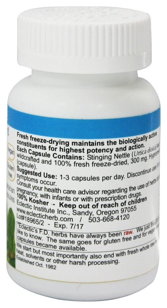 ECLECTIC INSTITUTE Stinging Nettle Fresh Raw Freeze-Dried 300 mg Capsules, 90 Count