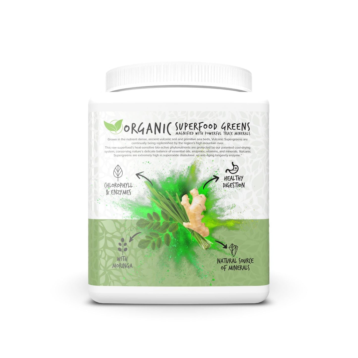 Portions Master Vulcanic Supergreens, Wheatgrass & Spirulina (Mint) Powder 7.9 oz