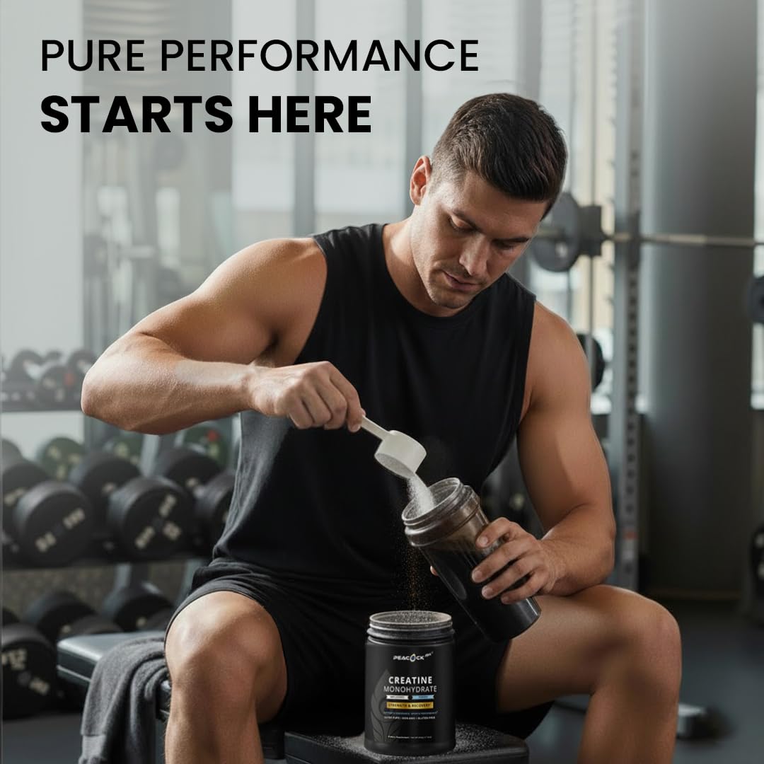 Peacock Max Creatine Monohydrate Powder, Unflavored, 1.1 lb