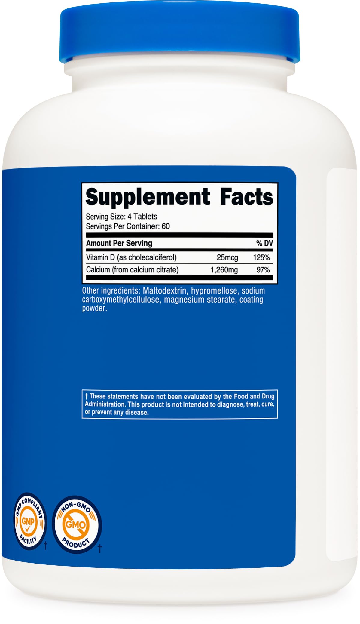 Nutricost Calcium Citrate (1,260mg) with Vitamin D (25mcg) Tablets, 240 Count