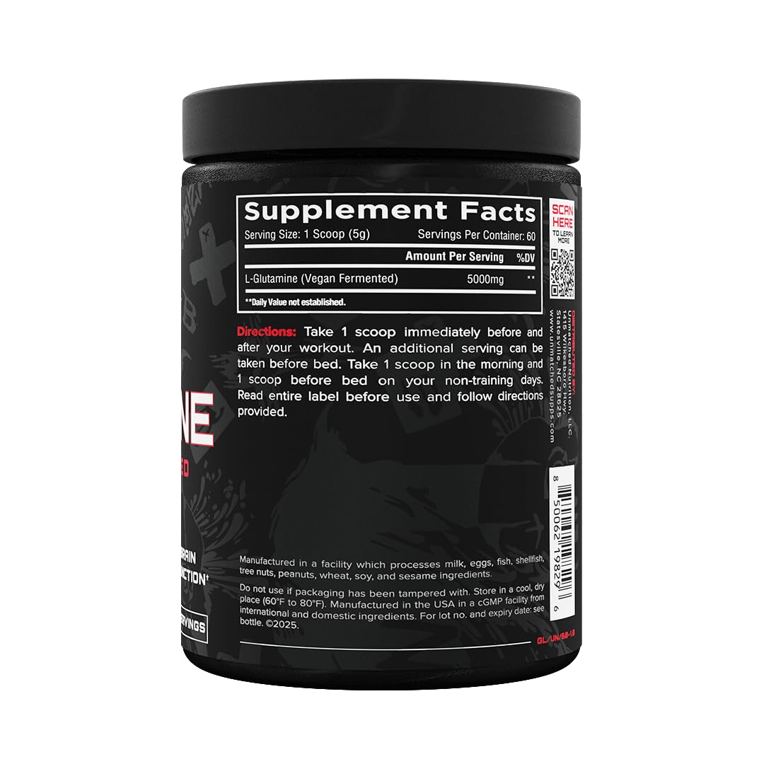 Unmatched Vegan Fermented Glutamine Powder 10.58 oz