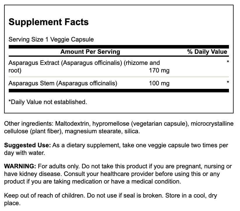Swanson Asparagus Extract Capsule, 60 Capsules